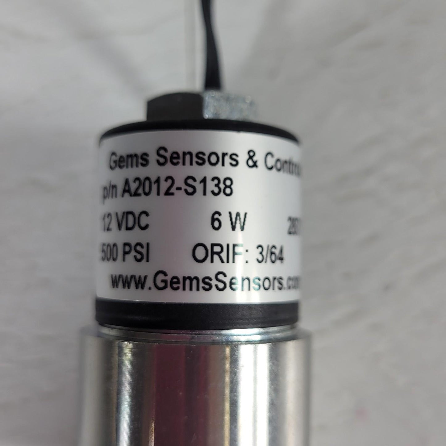 Gems Sensors & Controls A2012-S138 Miniature Solenoid Valve 500PSI 12VDC 6W