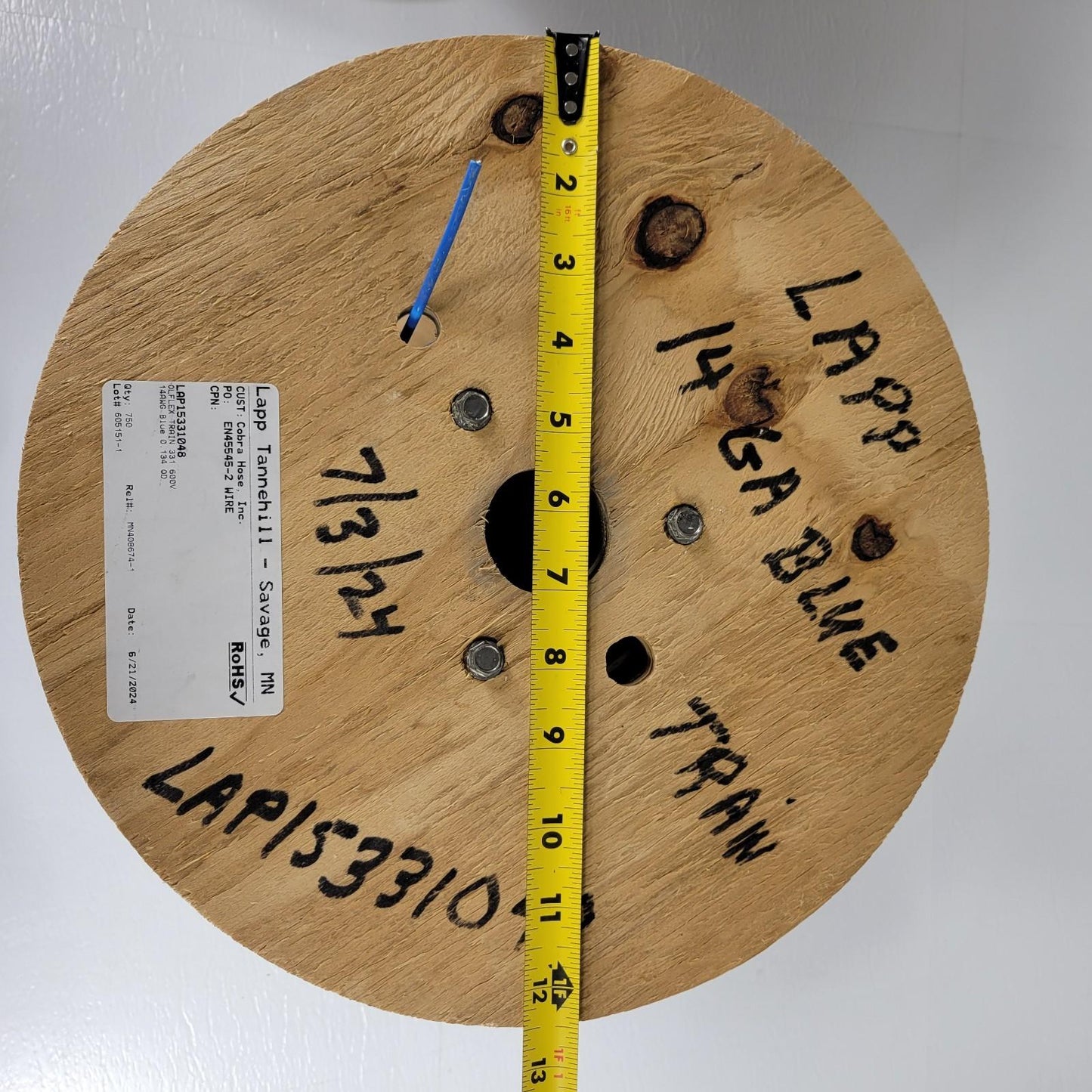 Partial Reel 330ft Lapp Tannehill Lap153311048 OLFLEX Train 331 600V 14AWG Blue