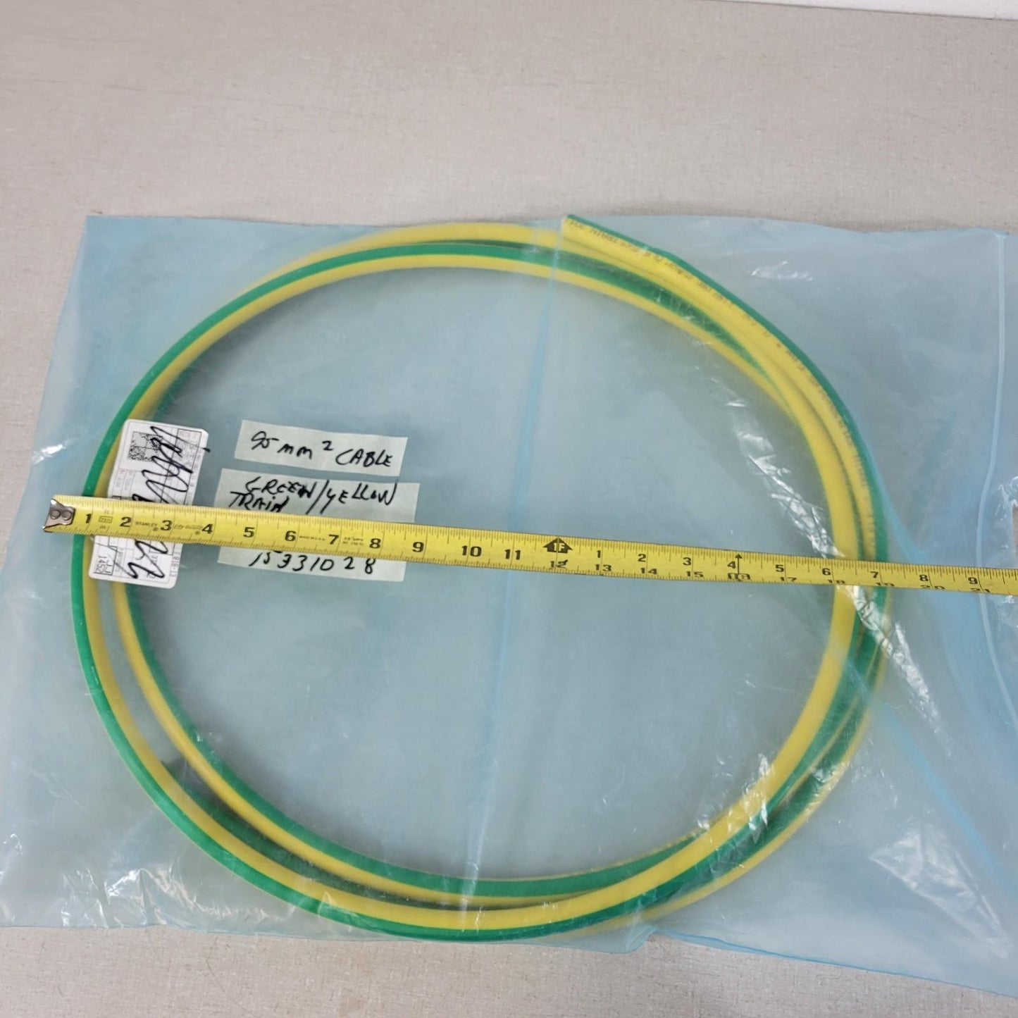 11' LAPP Kabel 15331028 95 sqmm Green/Yellow Train 331 EN 50264-3-1 600V Cable