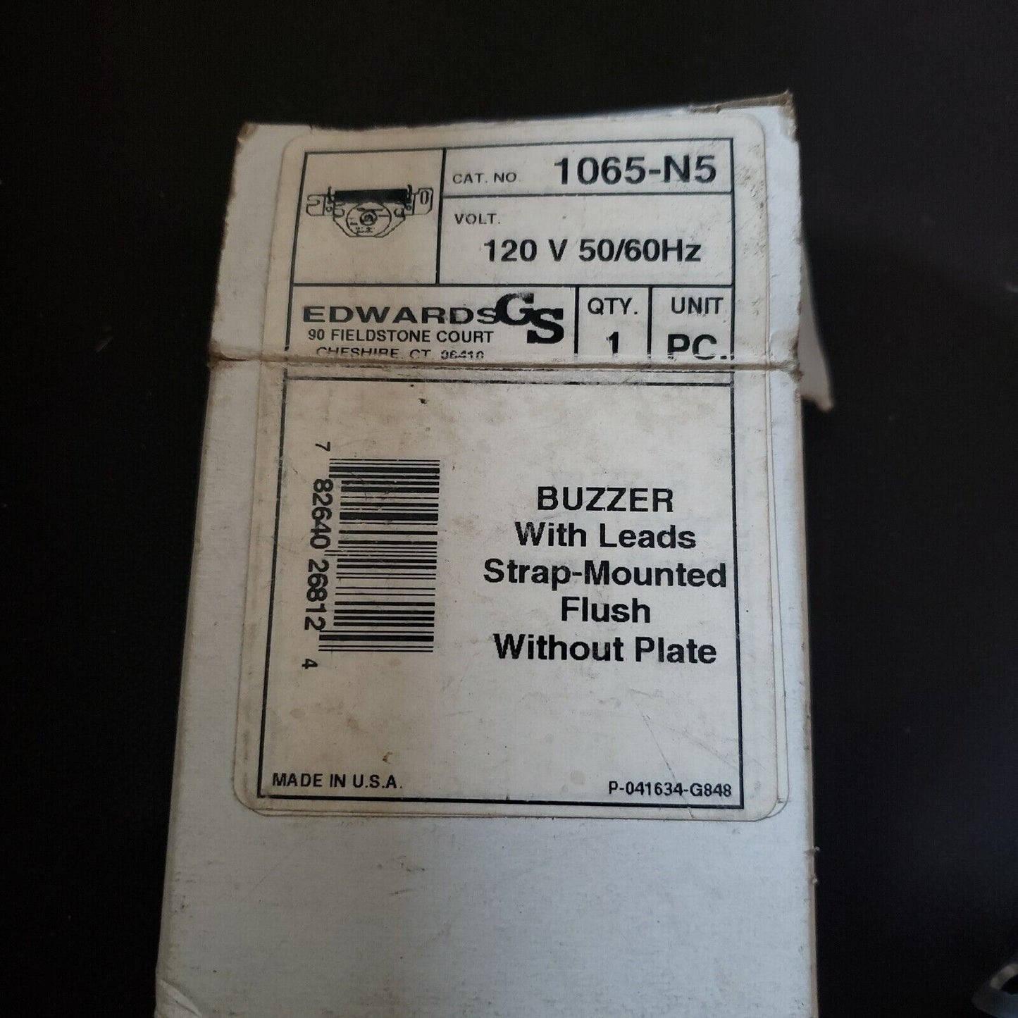 Edwards Signaling 1065-N5 Buzzer 120V 50/60HZ