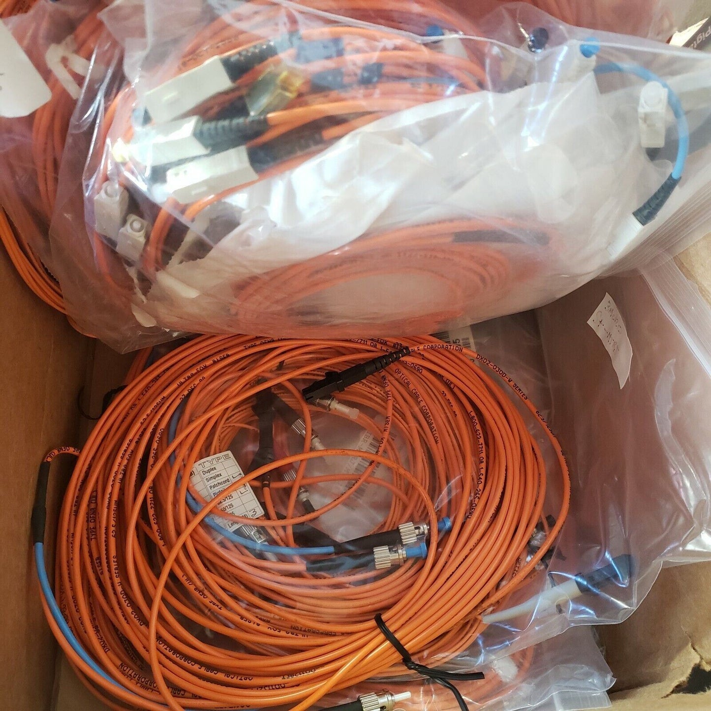 LARGE LOT Optical Cable Corporation Fiber Optic Cables Various Connectors
