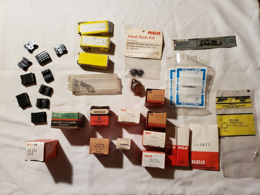 Large Lot of Vintage Transistors Diodes and Relay Sockets Power Amp 30+ Parts