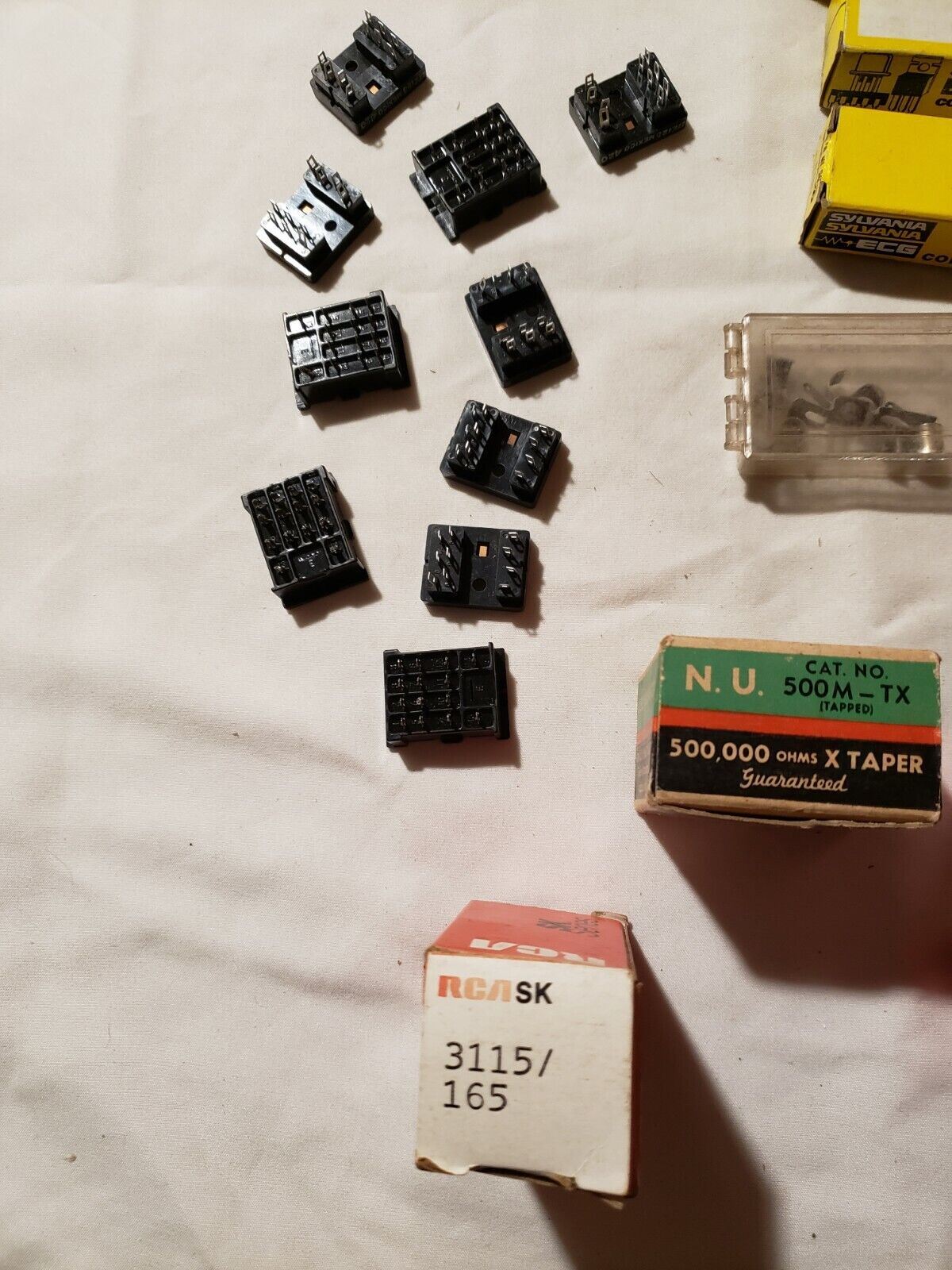 Large Lot of Vintage Transistors Diodes and Relay Sockets Power Amp 30+ Parts