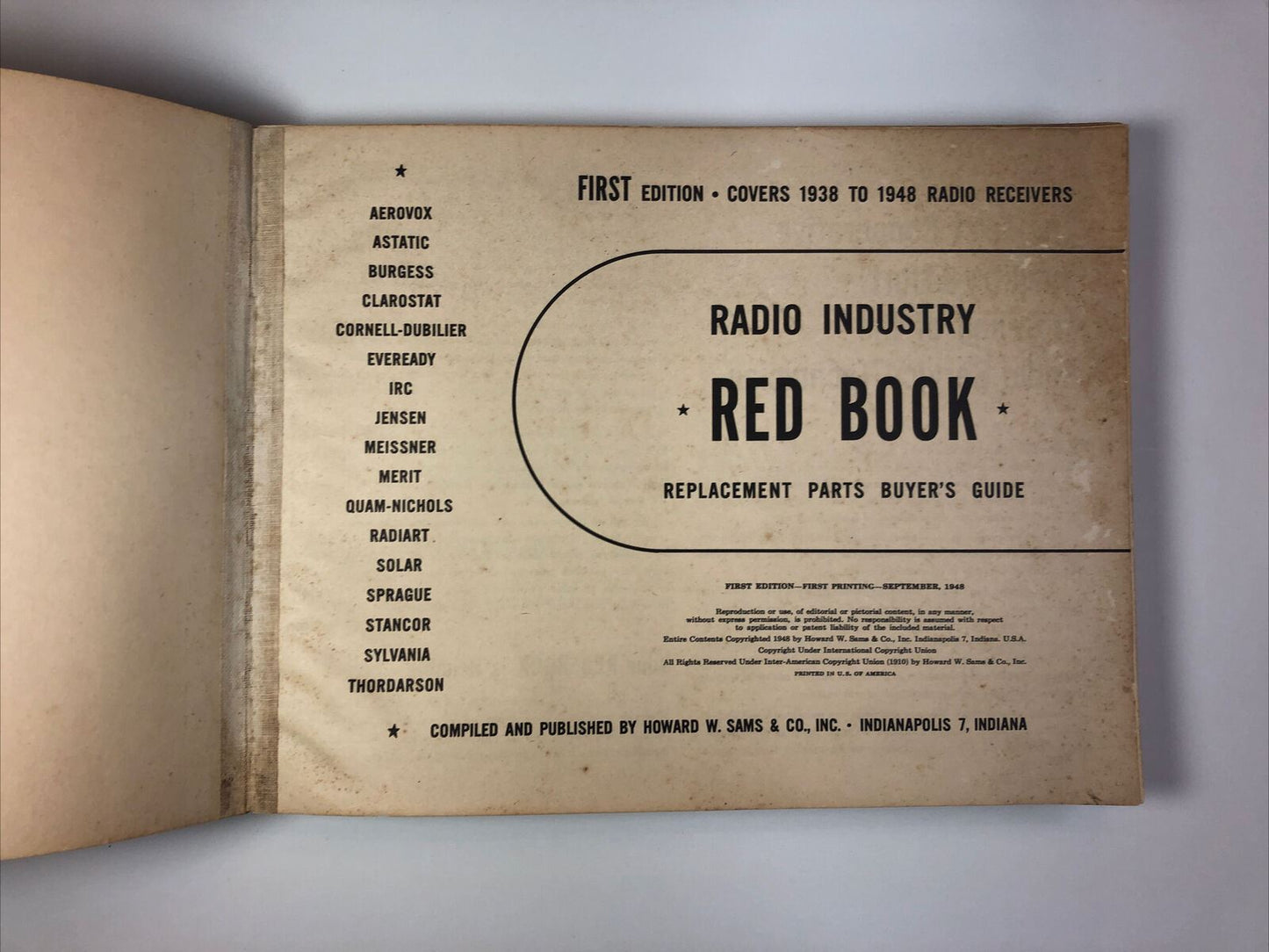 Radio Industry Red Book ORIGINAL 1948 Replacement Parts Buyers Guide 447 Pages