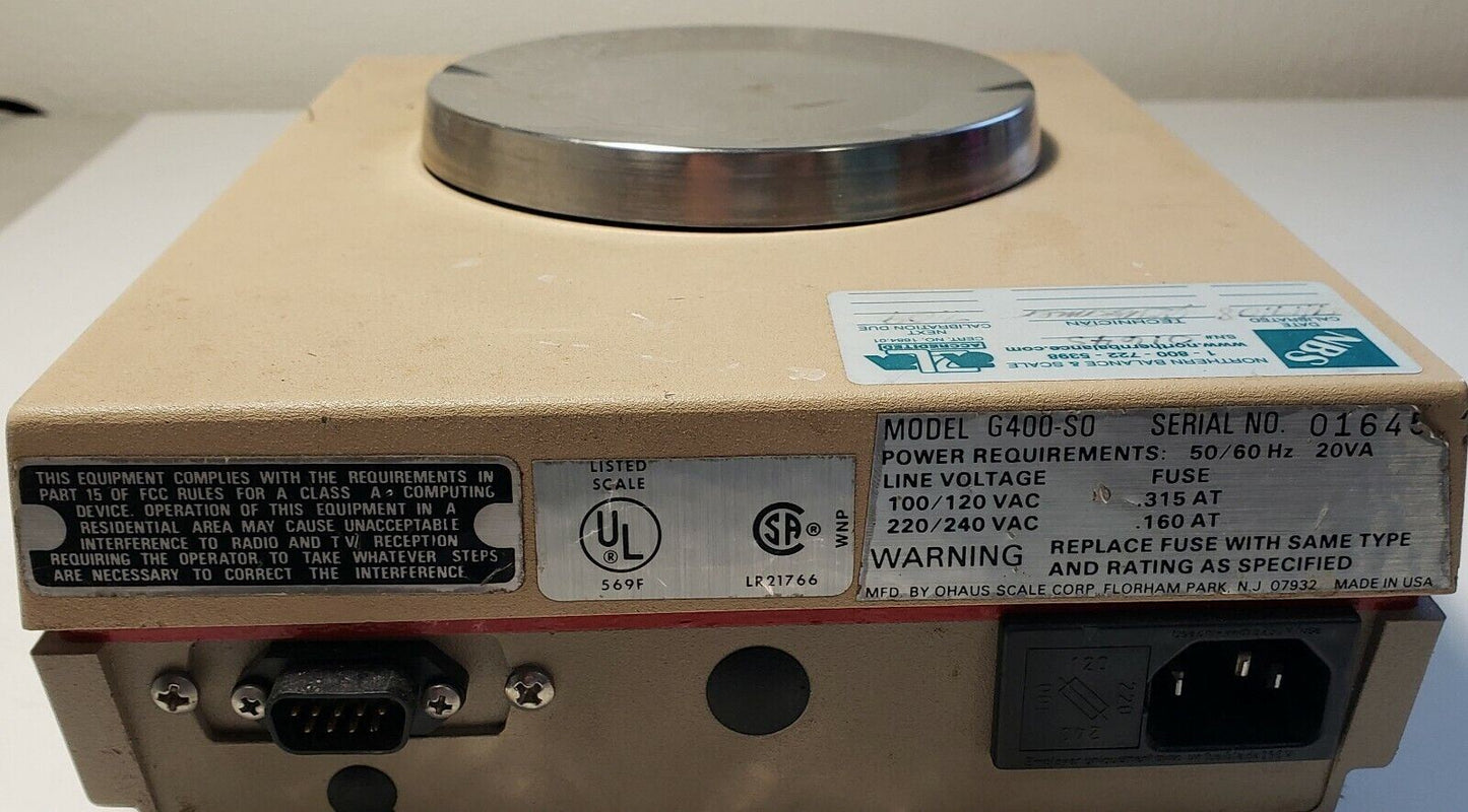 For Parts- Ohaus Galaxy 400 G400-SO Scale Precision Balance