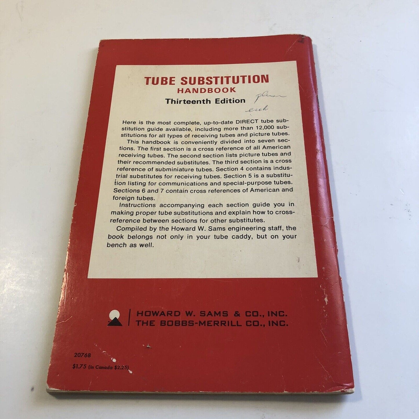 Vintage Howard W. Sams Tube Substitution Handbook, 13th Edition 1970