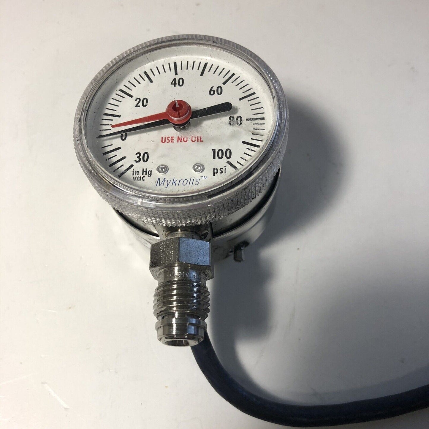Mykrolis 01-0111-F VCR Vacuum Gauge 100 PSI 1/4" VCR Fitting w Millipore IPS 122