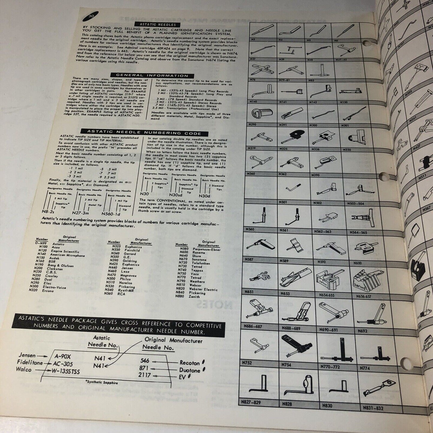 Vintage Astatic Cartridges Catalog & Cross Reference C-67