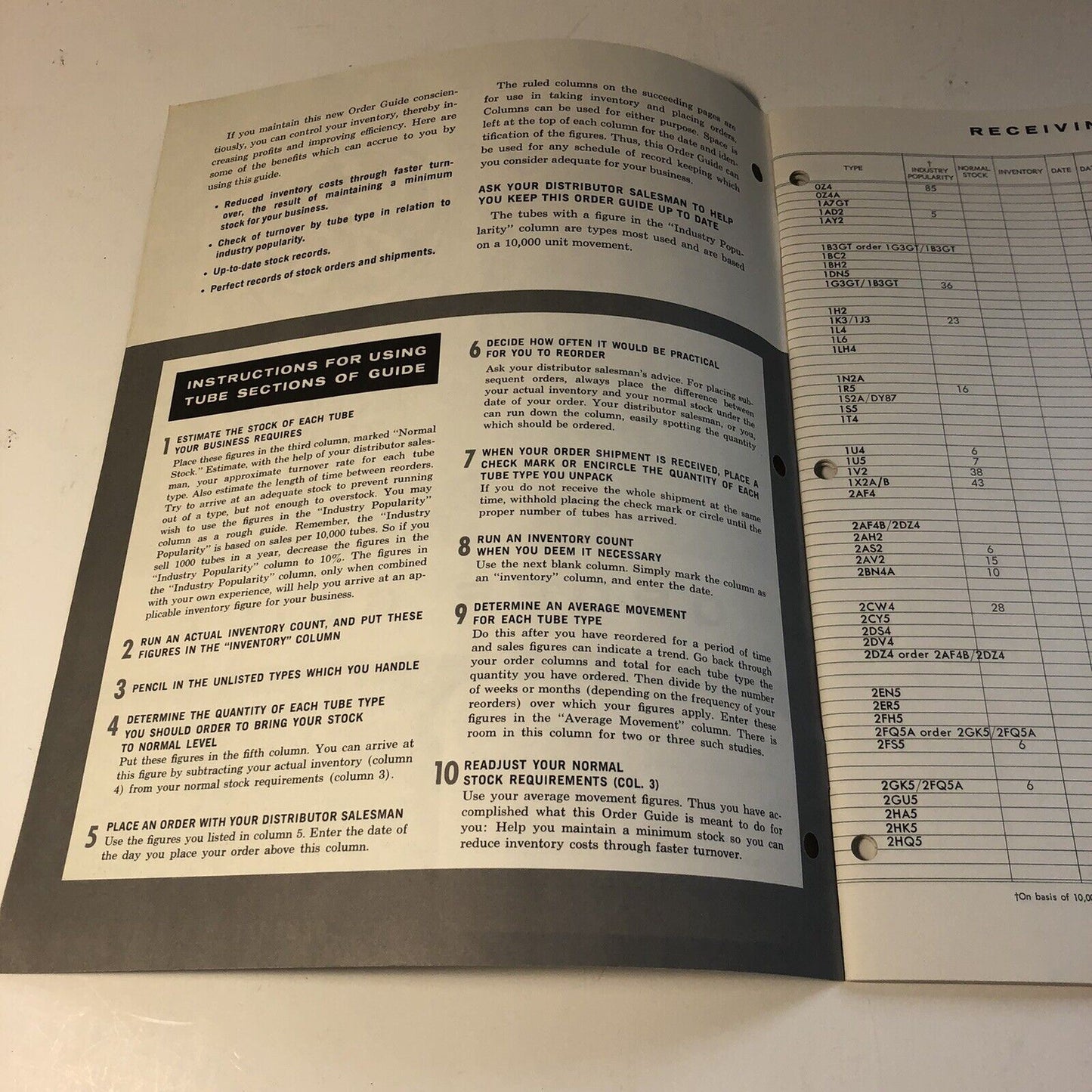 GE General Electric Vintage Service-Designed Receiving Tube Order Guide