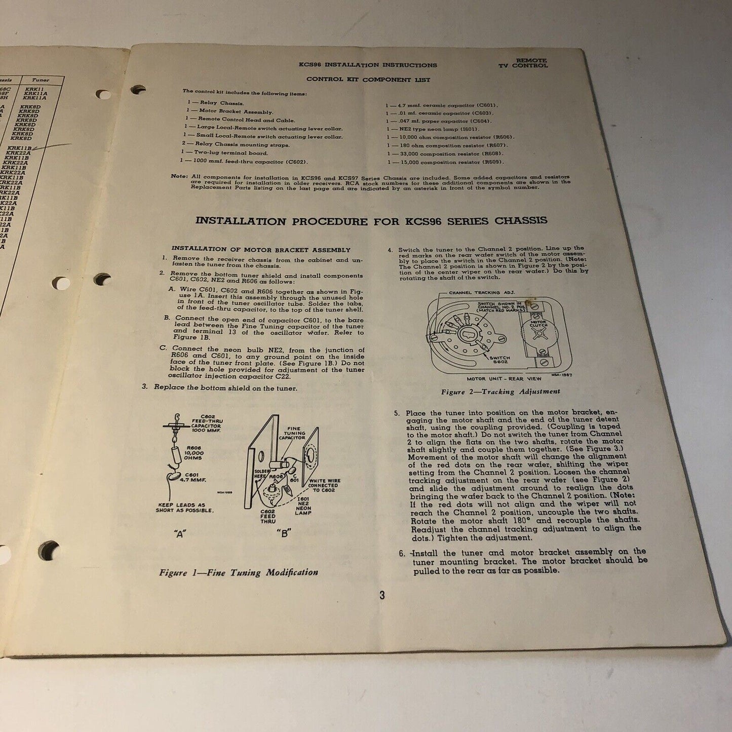 Vintage RCA Victor 1955 Service Data Manual “Magic Brain” Remote TV Control