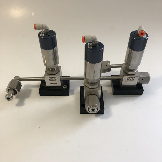 (3) Connected GTC Diaphragm Valves DV2-2A FAAF V2-3B P0601 with 1/4” VCR