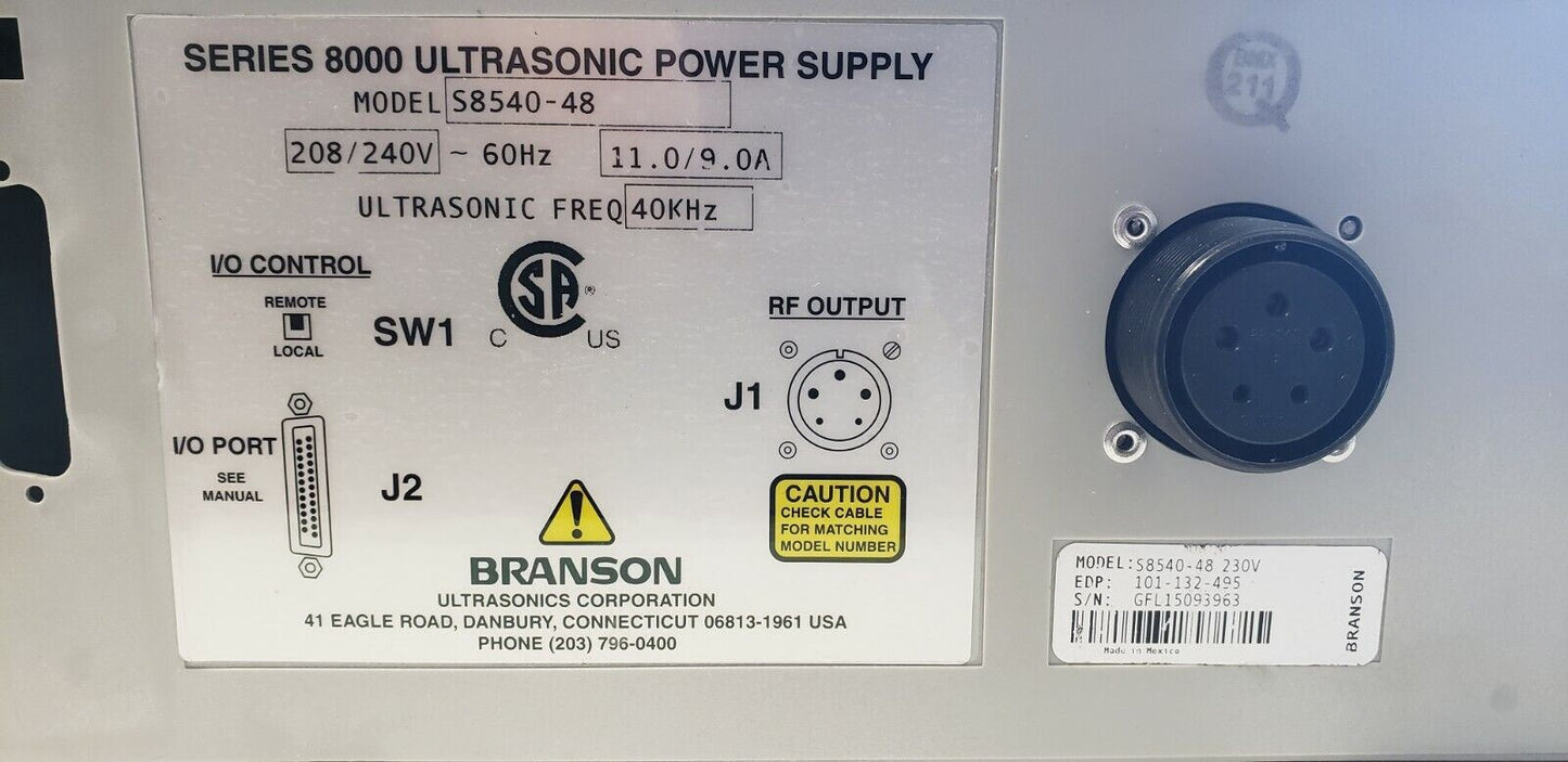 New Branson S8540-48 Ultrasonic Power Supply Generator 40KHz Series 8000