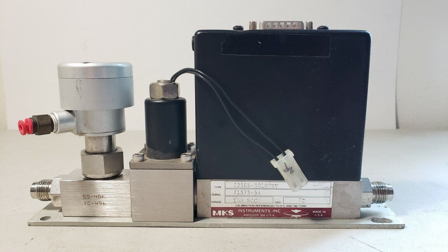 MKS MFC 100 SCCM N2 Nitrogen Mass Flow Controller 2258B-00100RV 1/4" VCR Fitting
