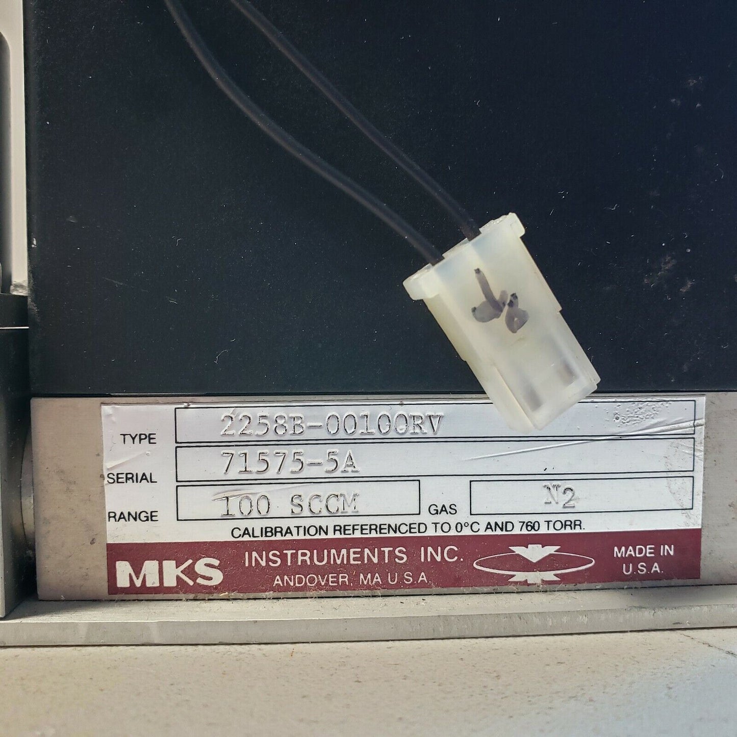 MKS MFC 100 SCCM N2 Nitrogen Mass Flow Controller 2258B-00100RV 1/4" VCR Fitting