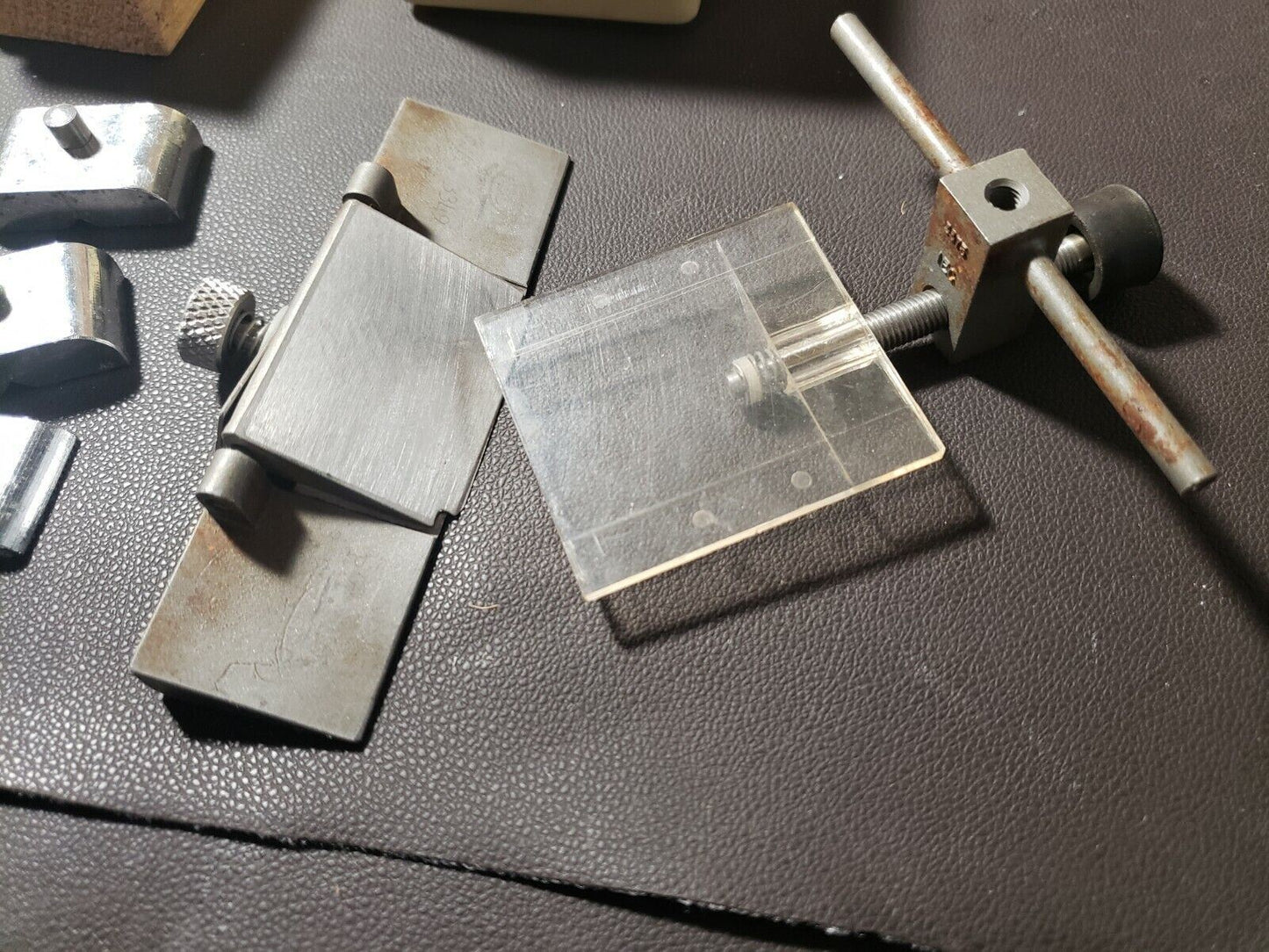 Old Microtome 7.25" Blades and Parts Light Rust and Scratches Shield and Holder