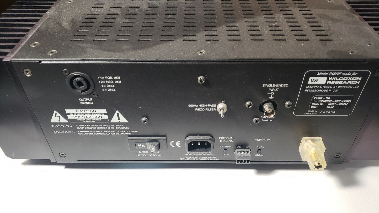 Wilcoxon Research PA8HF Power Amplifier PA8HF-120 120v