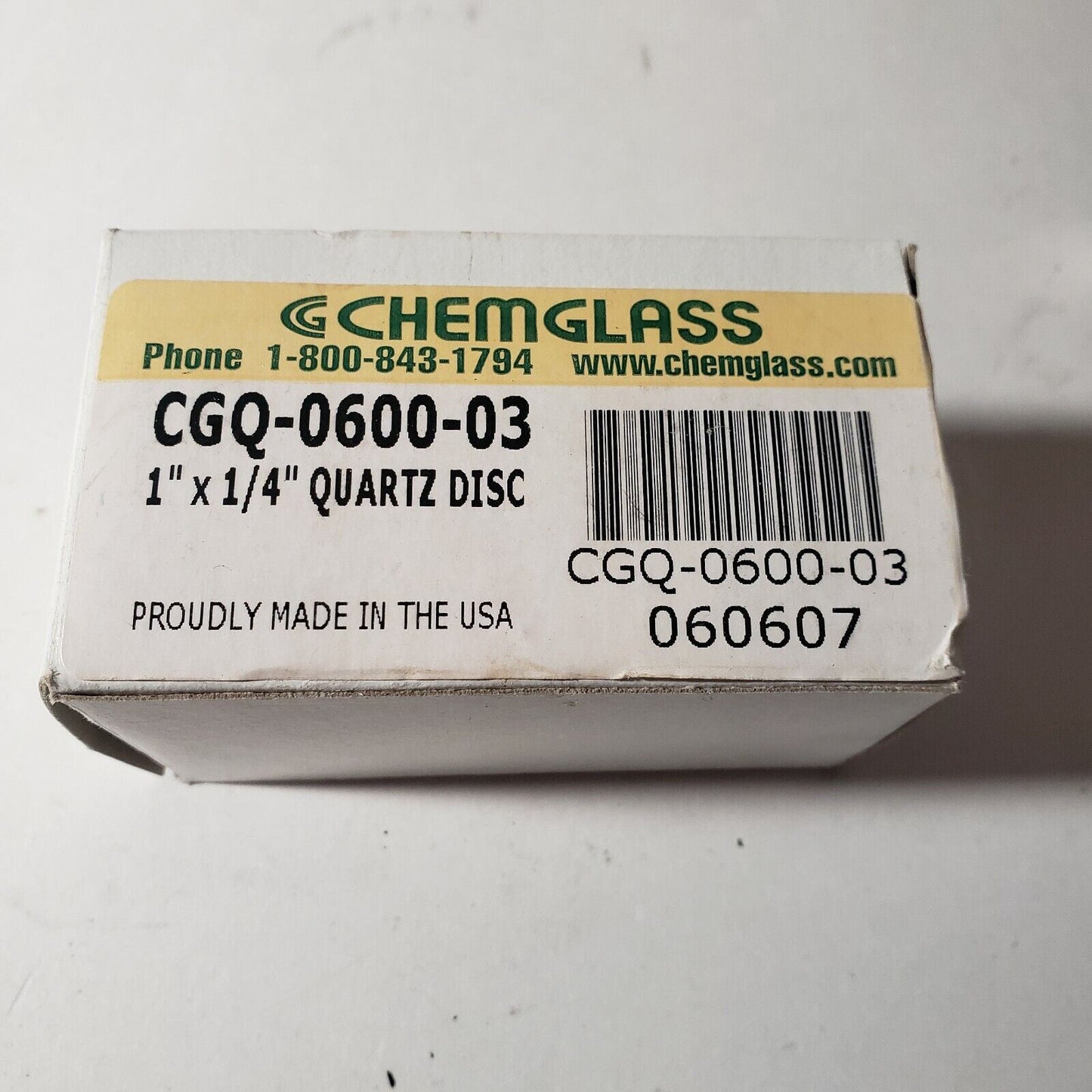 CHEMGLASS CGQ-0600 Quartz Disc 1"x1/4" Substrate