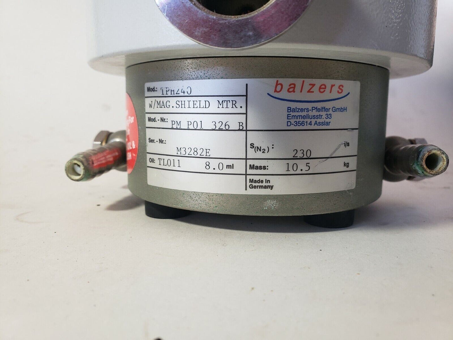 Pfeiffer Balzers TPH240 Turbomolecular Vacuum Pump w/ Mag Shield Water Cooled