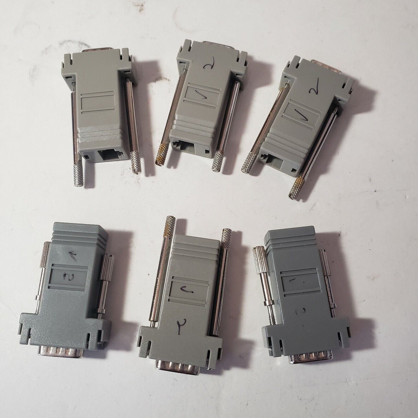 *LOT OF 6* RJ45 to RS232 DB9 9 Pin Serial Port F/F Cat 5 Ethernet Adapter Net