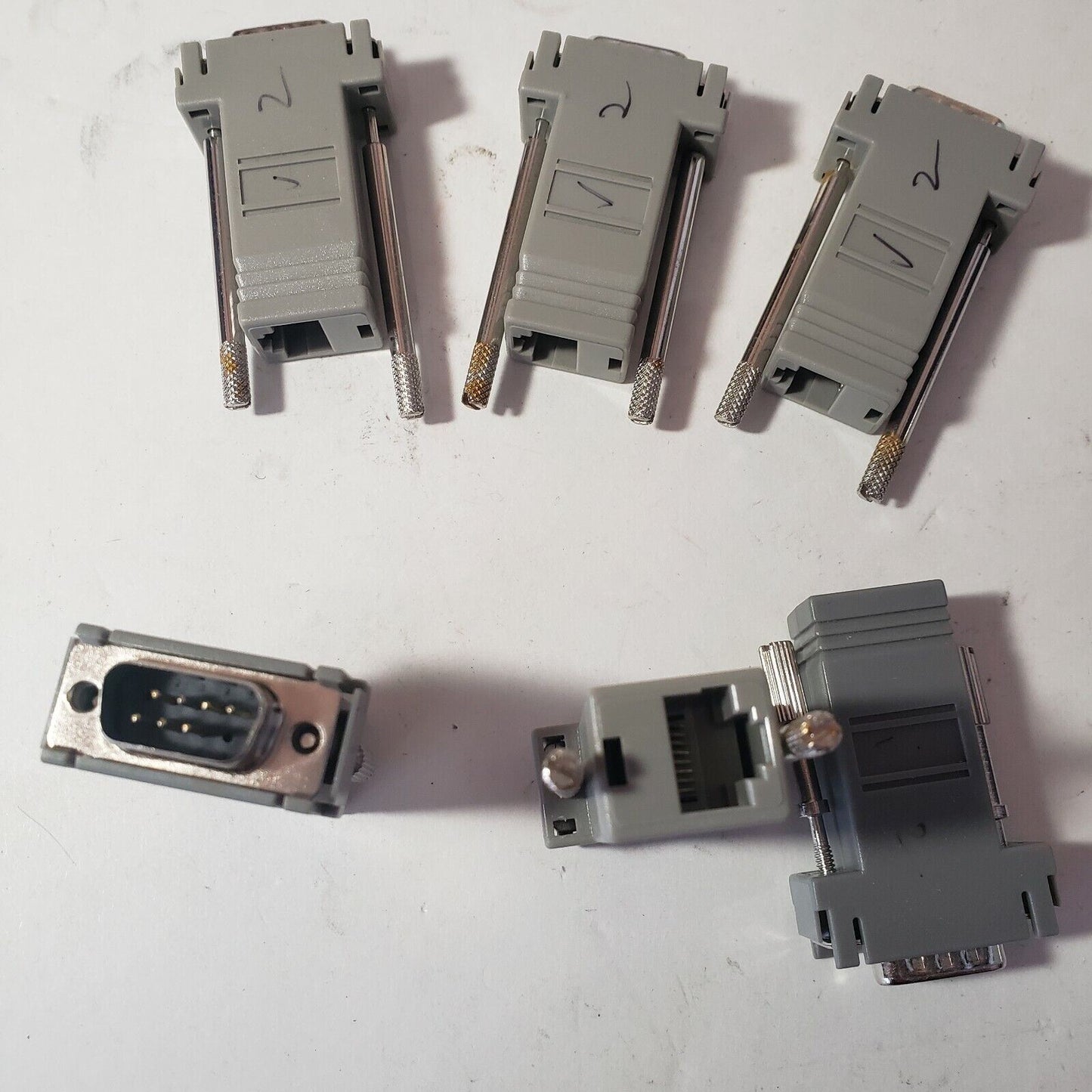 *LOT OF 6* RJ45 to RS232 DB9 9 Pin Serial Port F/F Cat 5 Ethernet Adapter Net