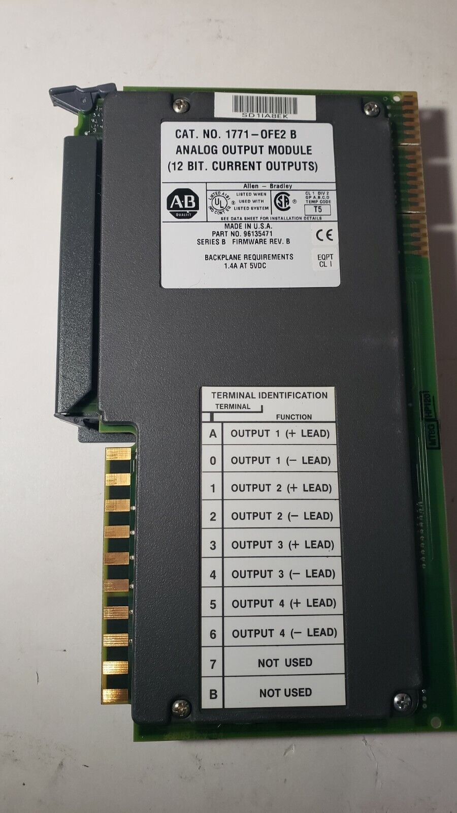 Allen-Bradley 1771-OFE2 96135471 1771-OFE2/B 12 Bit Current Output Module PLC-5