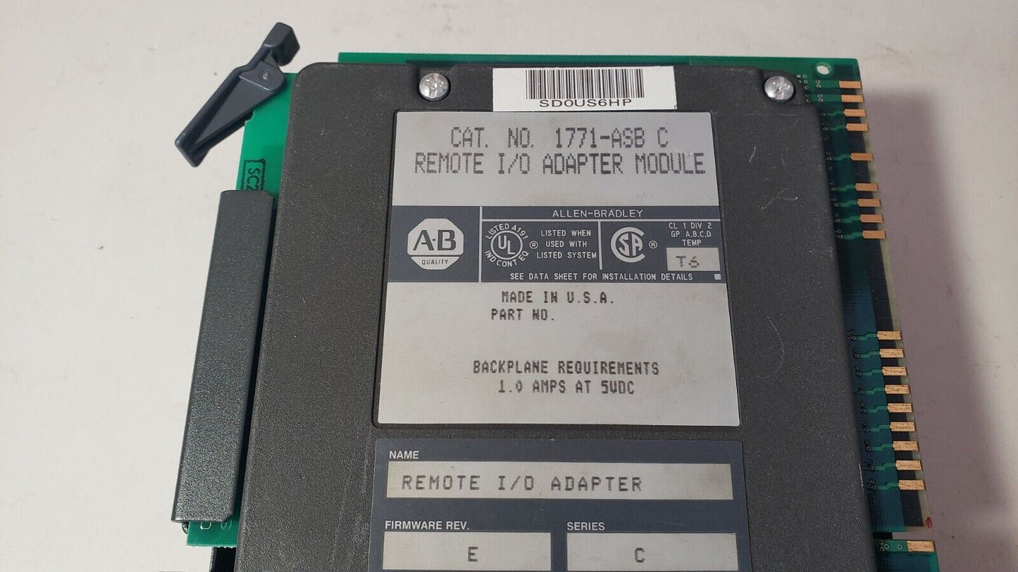 Allen Bradley 1771-ASB C Remote I/O Adapter Module Rev E Ser C