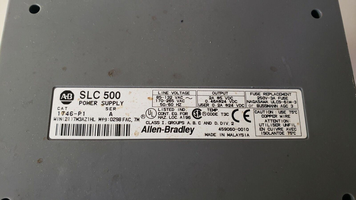 Allen Bradley 1746-P1 Ser. A Power Supply W/4-Slot Rack SLC 500 1746-A4 Series B