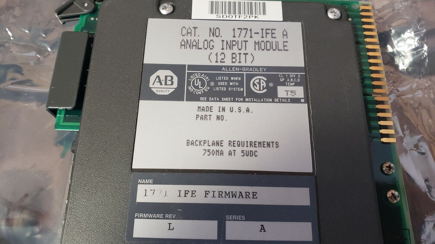 REFURBISHED Allen Bradley 1771-IFE Ser A Rev L 12-Bit Analog Input Module