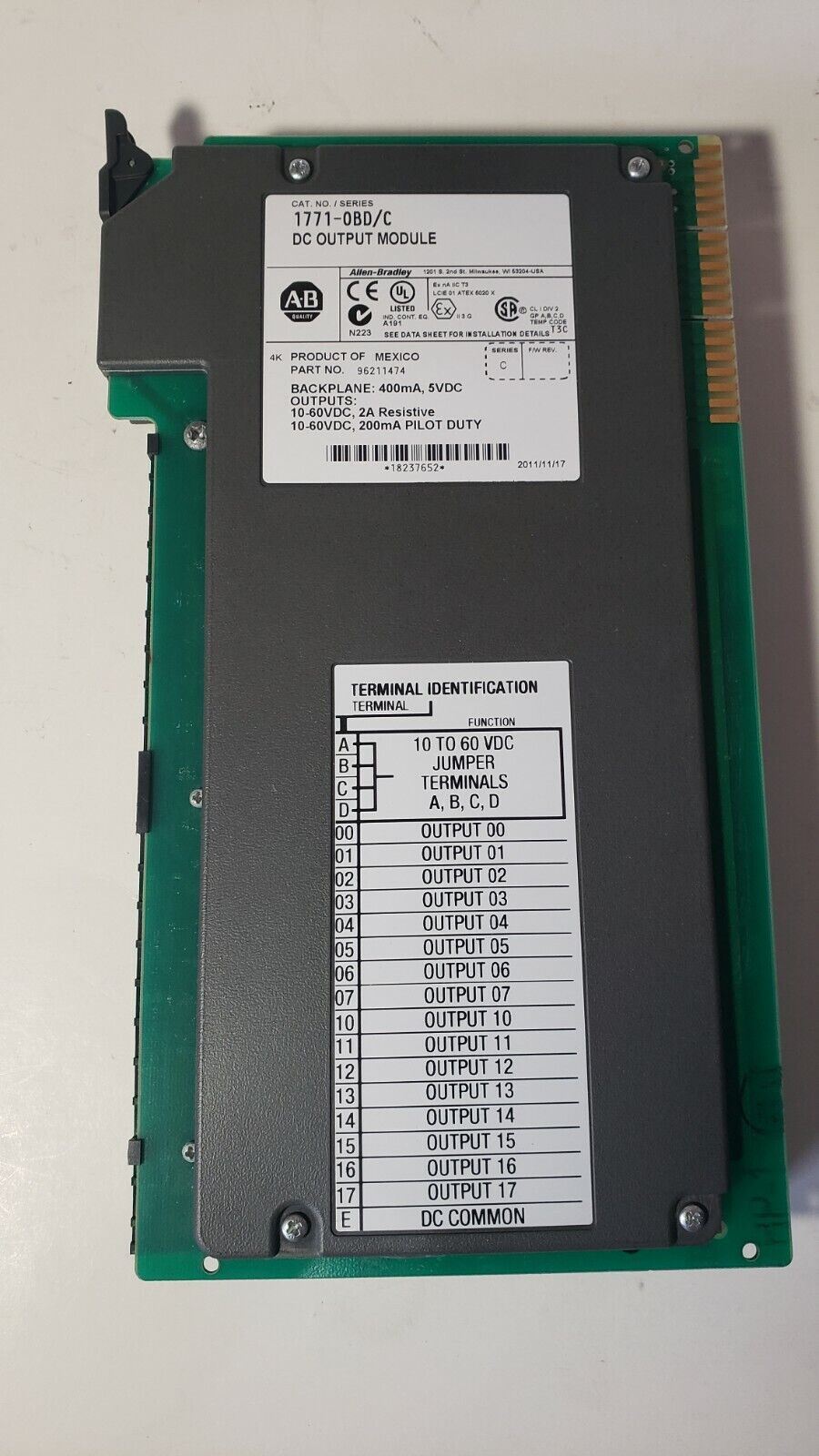 USED Allen Bradley 1771-OBD/C PLC-5 10-60V DC Output Module 96211474