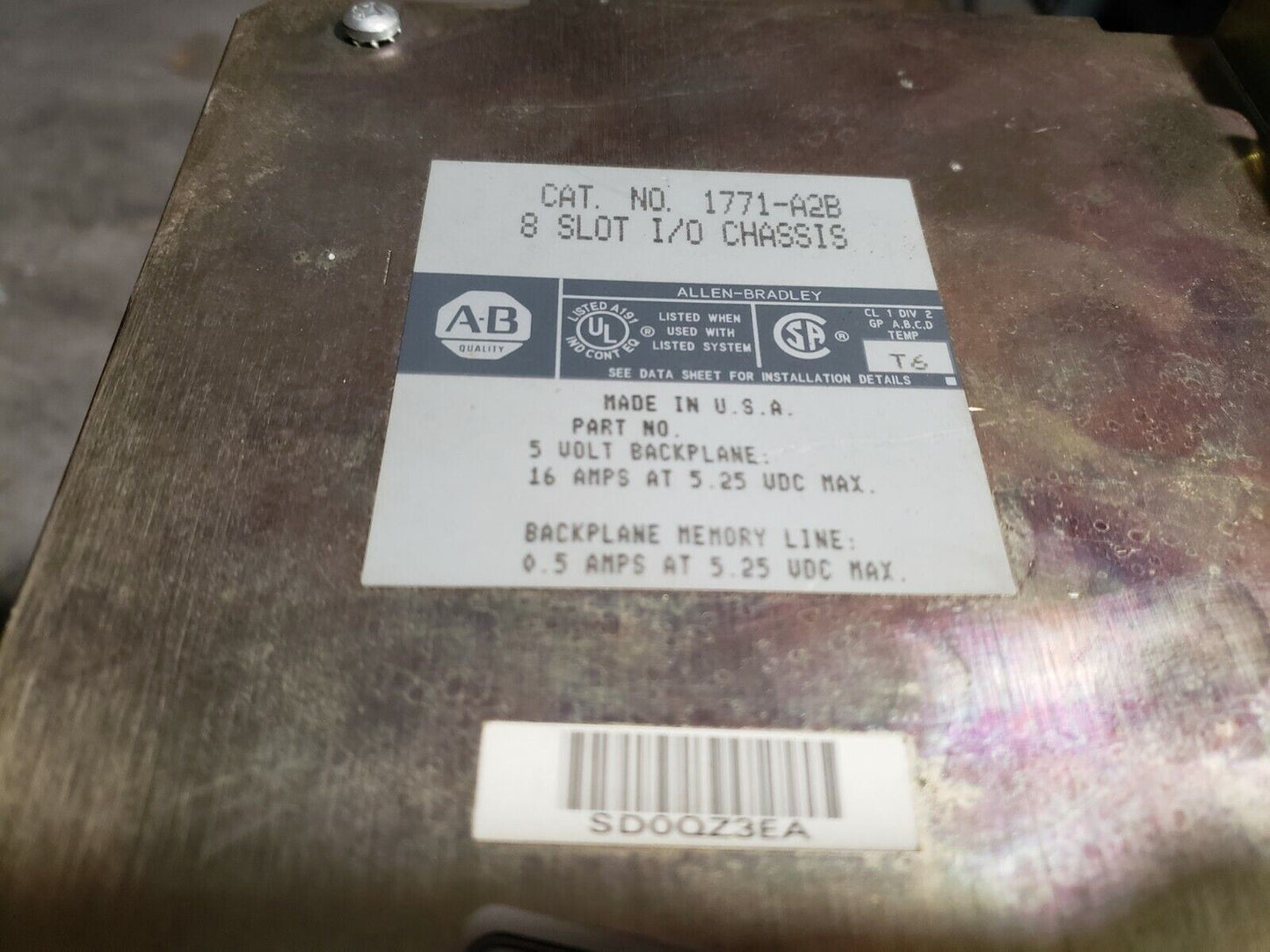 Allen Bradley 1771-A2B 8 Slot I/O Chassis