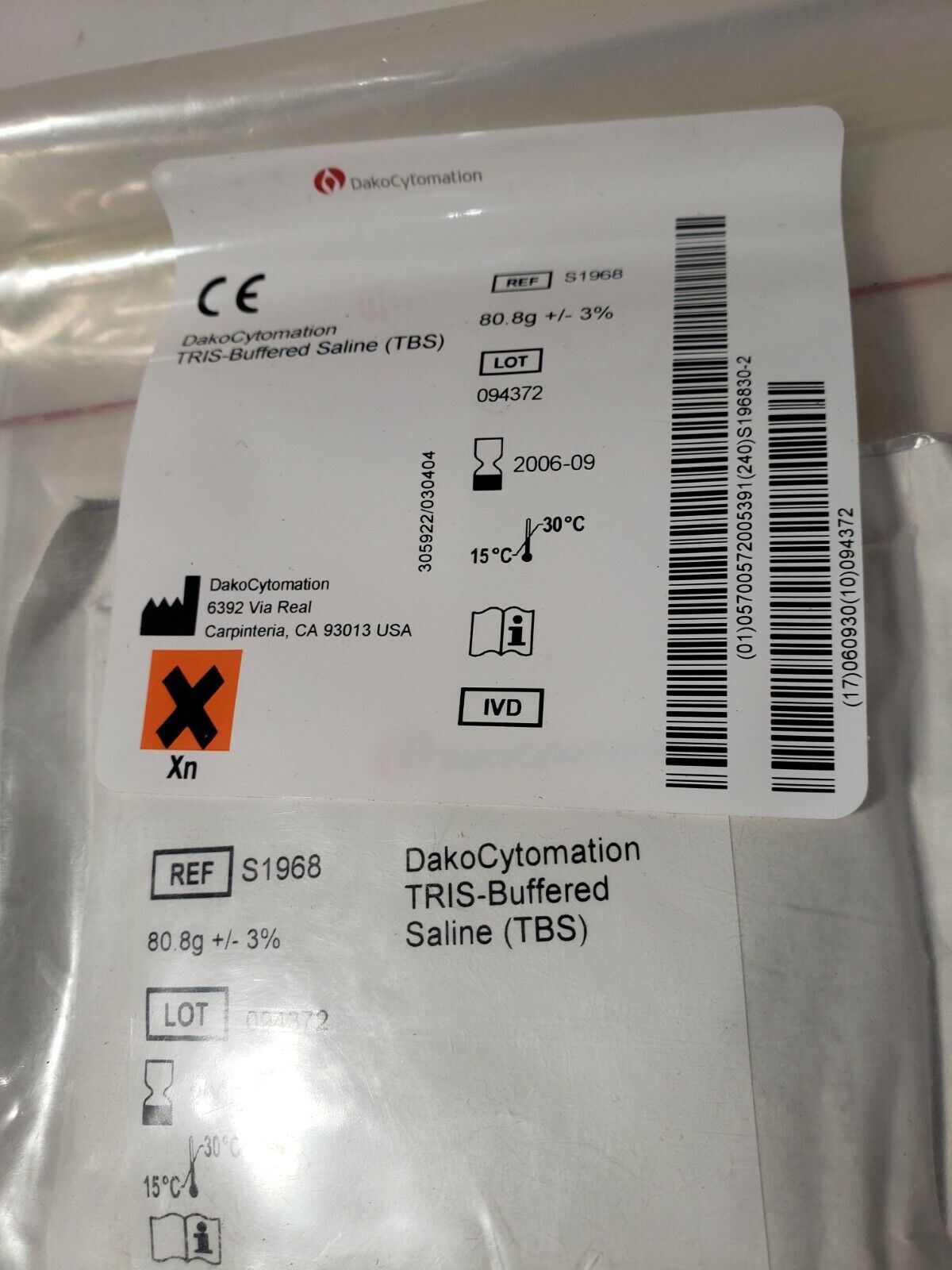 Dako TRIS-Buffered Saline (TBS) S1968 80g Agilent Buffer Salt
