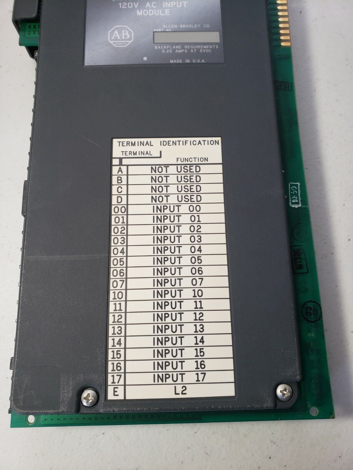 AB 1771-IAD 120V AC/DC Input Module PLC-5 Allen-Bradley