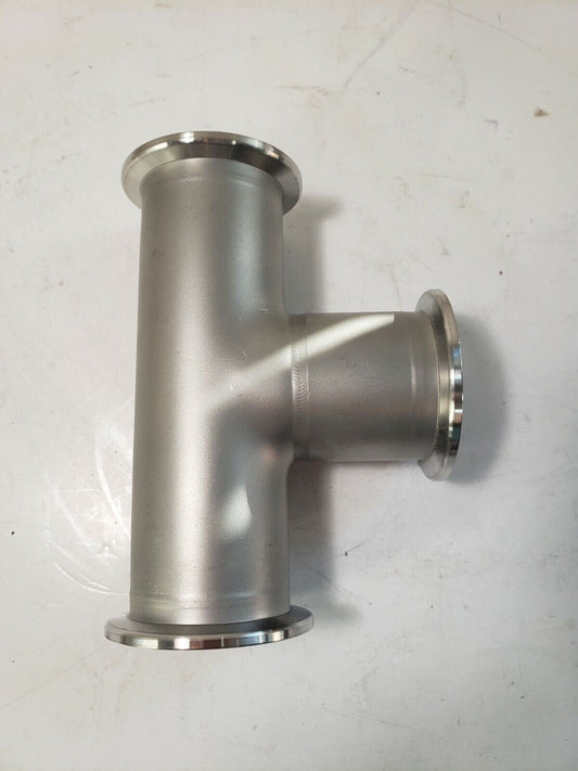 ISO KF40 Tee Fitting 3 Ports NW40 Equal Fange 40mm 2" Matte Stainless Steel