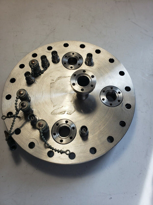 DN160CF 8" CF Conflat Flange W/ 4x 1.33" DN16CF Mini Flange 10x BNC Feedthroughs