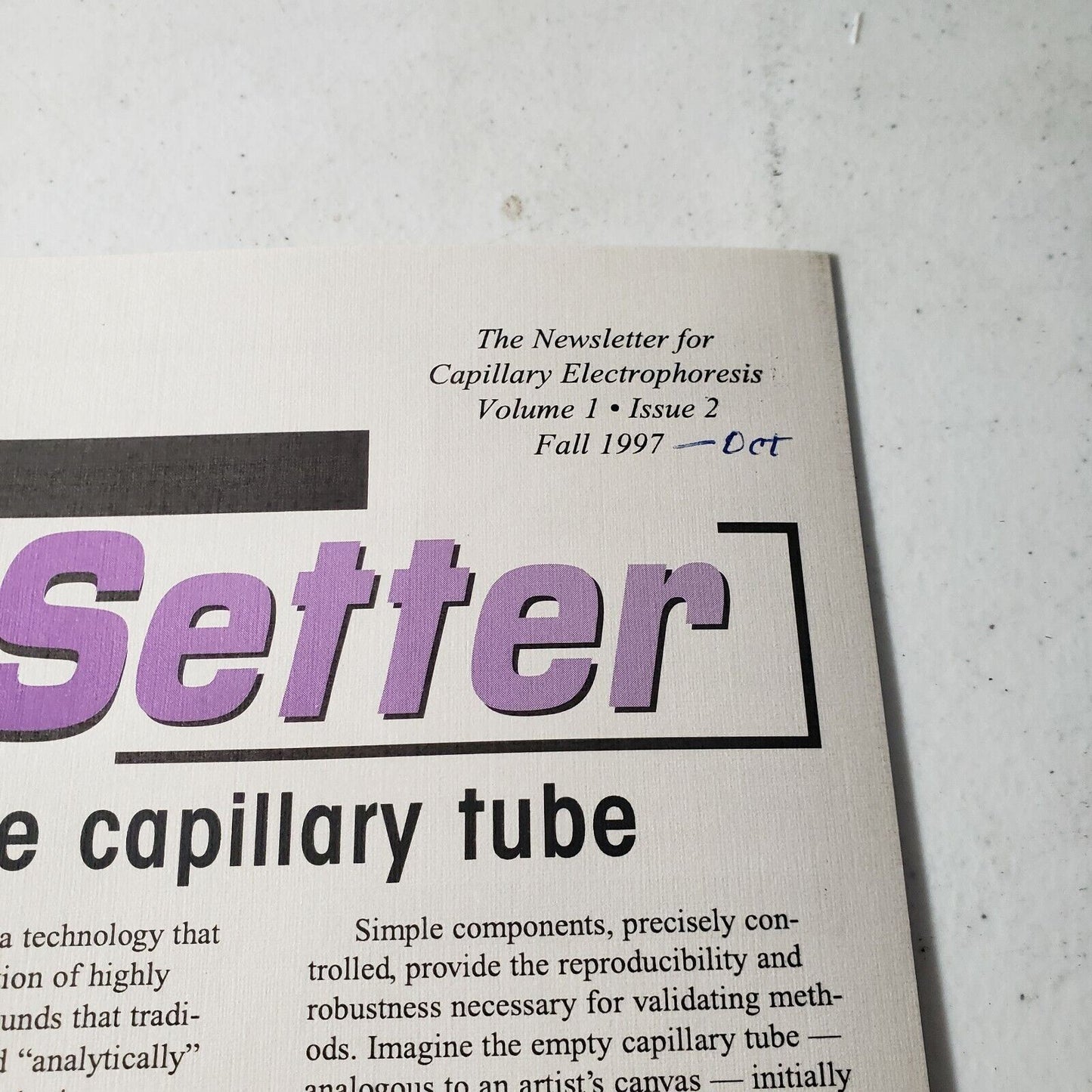 Vintage Beckman PACE Setter Capillary Newsletter Volume 1 Issue 1 & 2 1997
