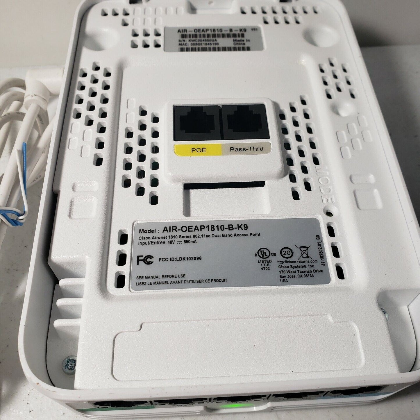 Cisco Aironet AIR-OEAP1810 Access Point AIR-OEAP1810-B-K9 1810 w/ AC Adapter