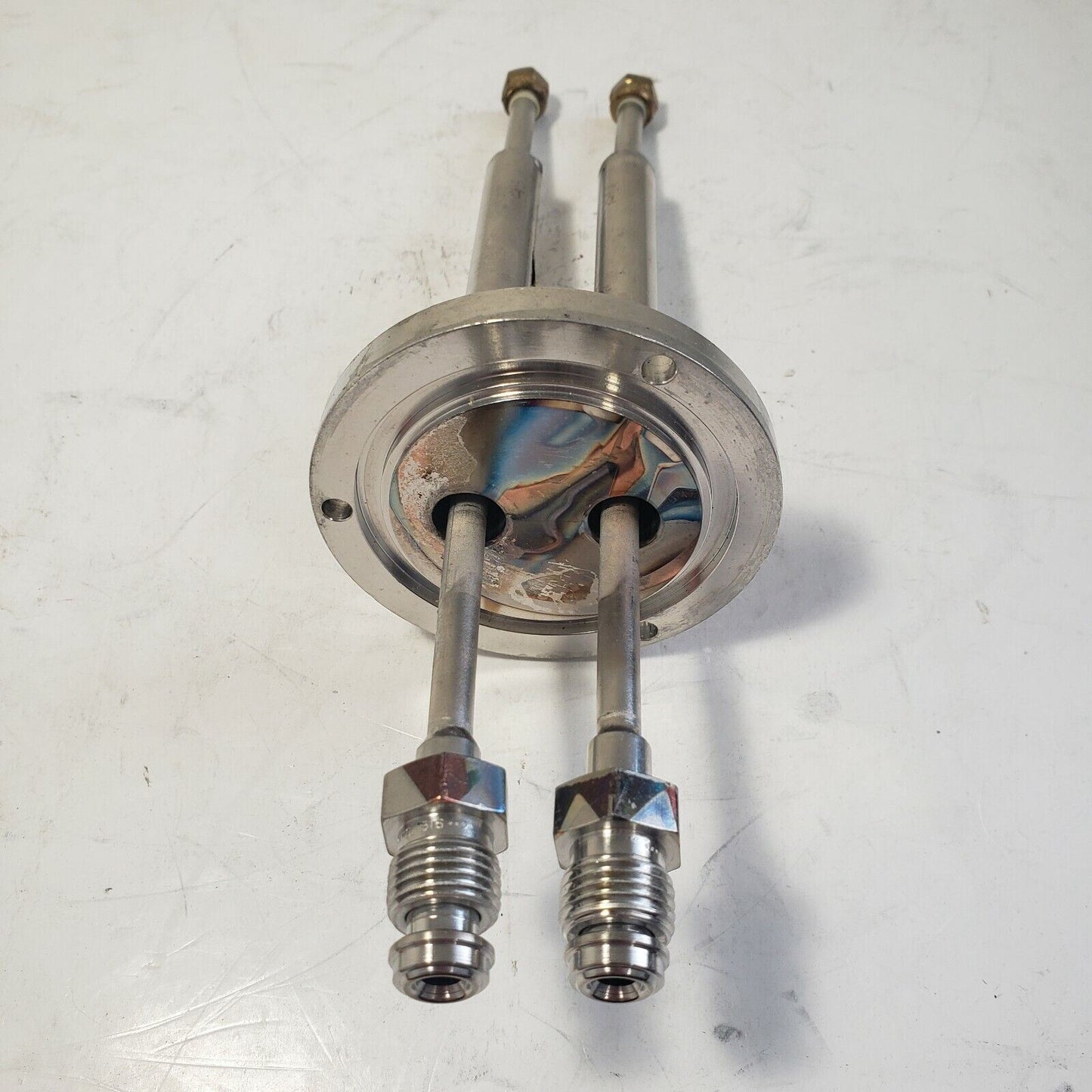 3" Flange 3-Hole Fluid Feedthrough 2-Tube Vacuum 1/4" VCR Fitting Custom