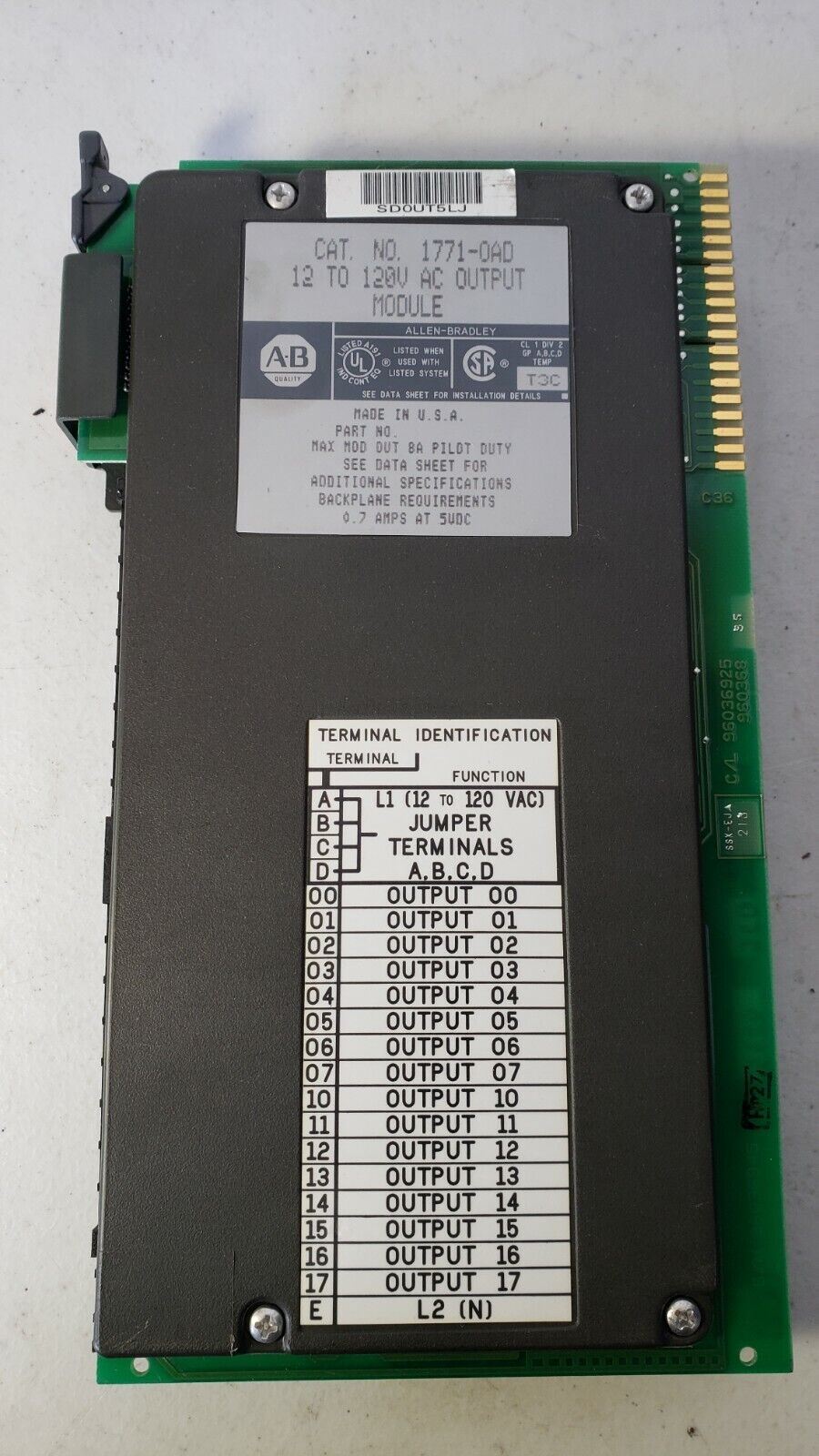 Allen Bradley Output Module 1771-OAD 12 to 120v AC