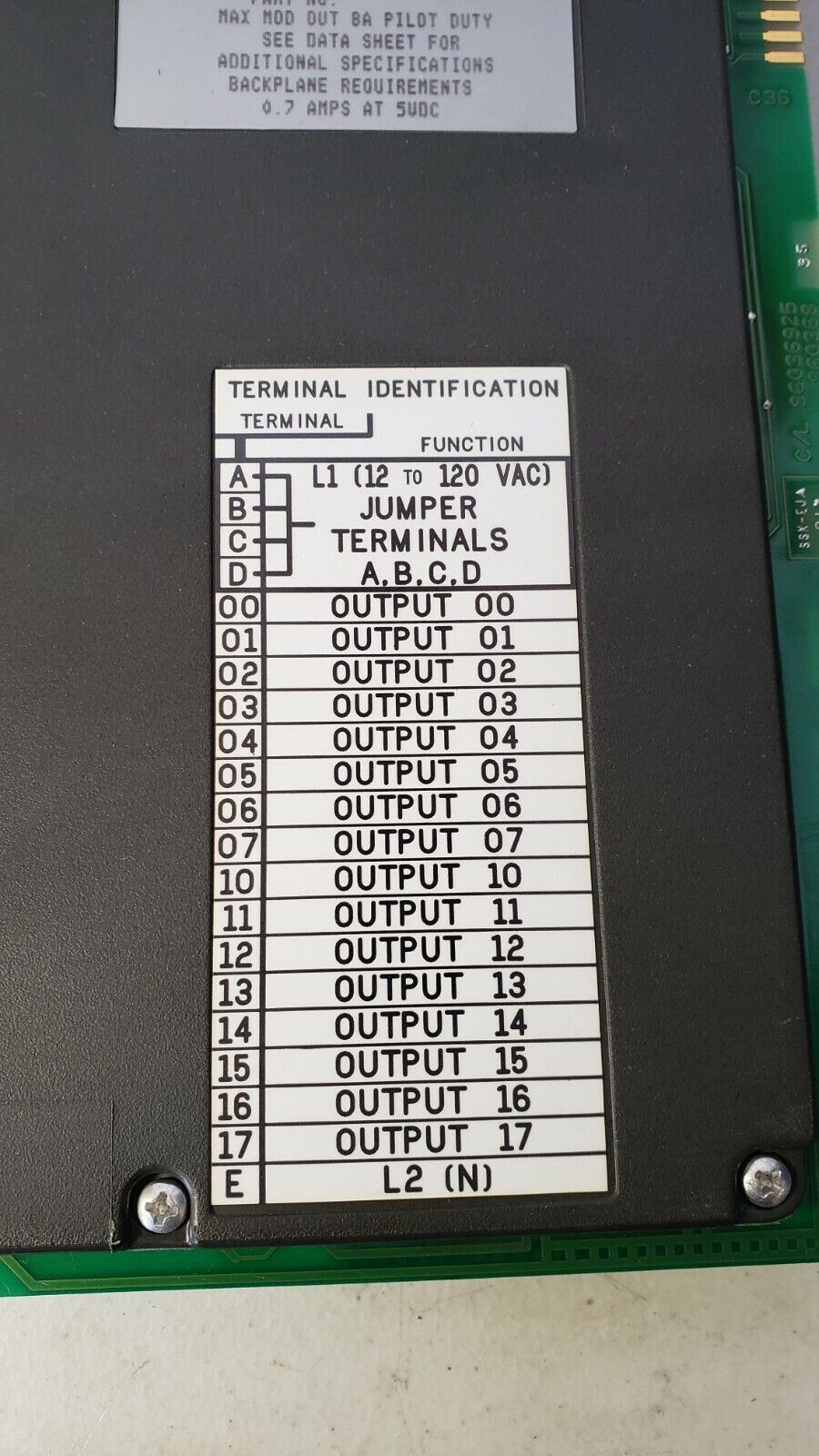 Allen Bradley Output Module 1771-OAD 12 to 120v AC