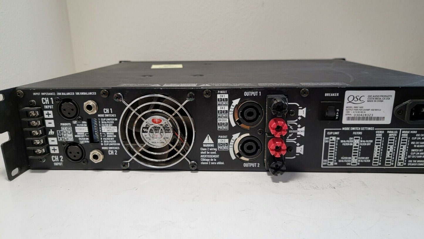 QSC RMX 1450 1400W 2-Channel Stereo Power Rack-Mount Amplifier Low Distortion