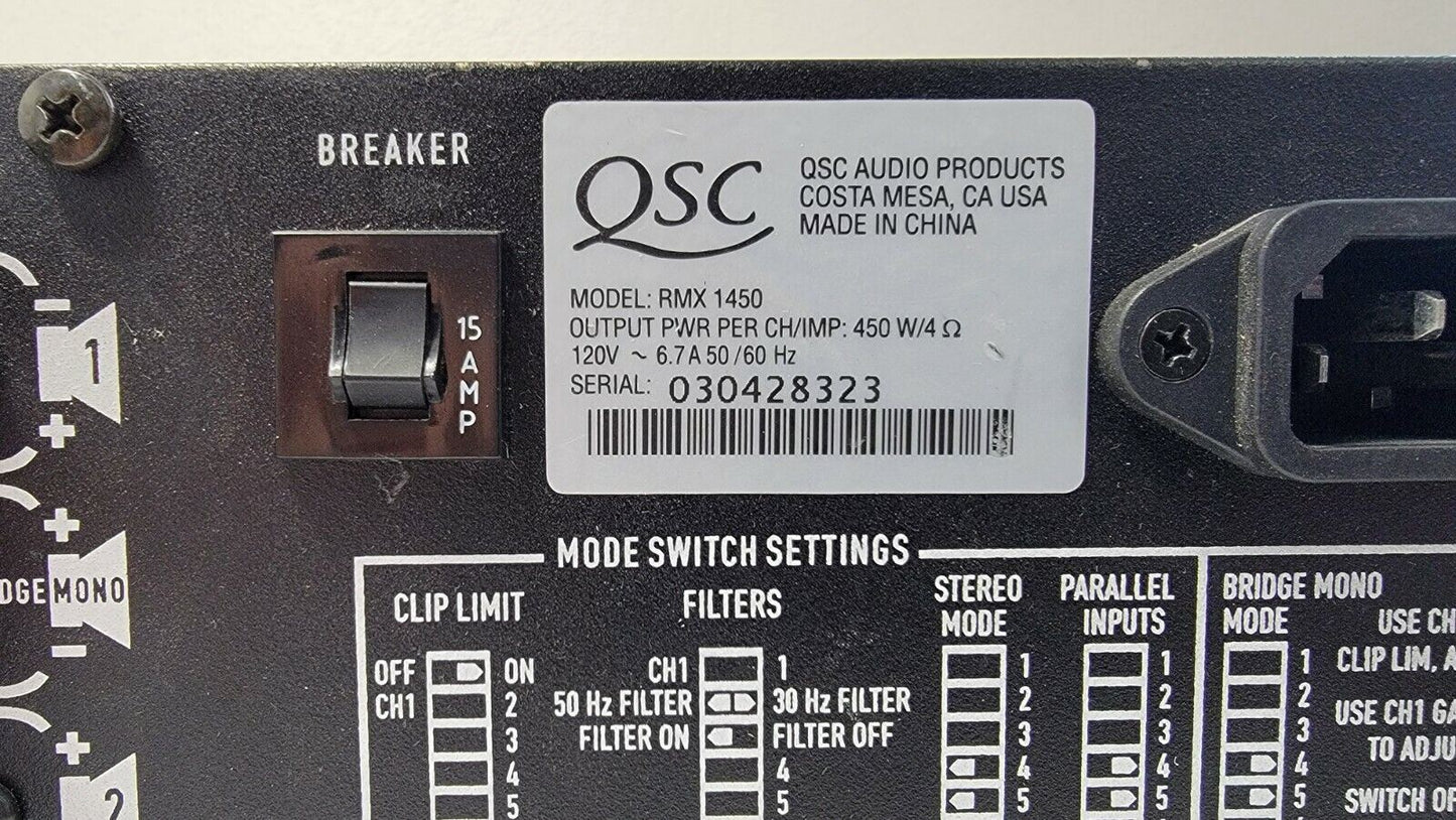 QSC RMX 1450 1400W 2-Channel Stereo Power Rack-Mount Amplifier Low Distortion
