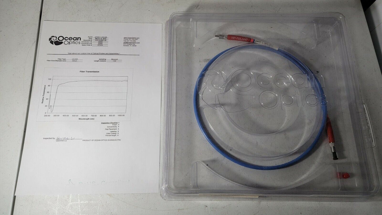 Ocean Optics QP400-1-VIS-NIR NIR Fiber Optic Patch Cable 400um Size 1m Long VIS