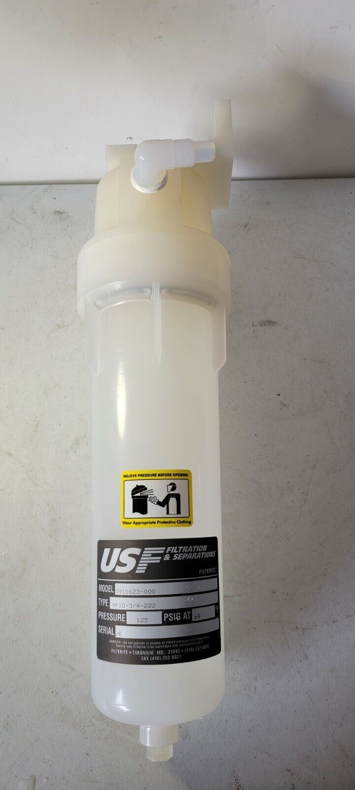USF Filter Holder Filterite VP10-3/4-222 T910623-000 125PSI