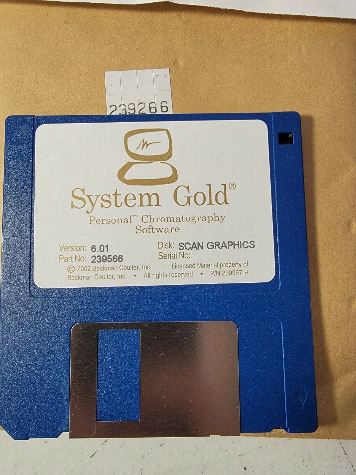 Beckman 239566 System Gold Personal Chromatography Software Ver. 6.01 Zip Drive