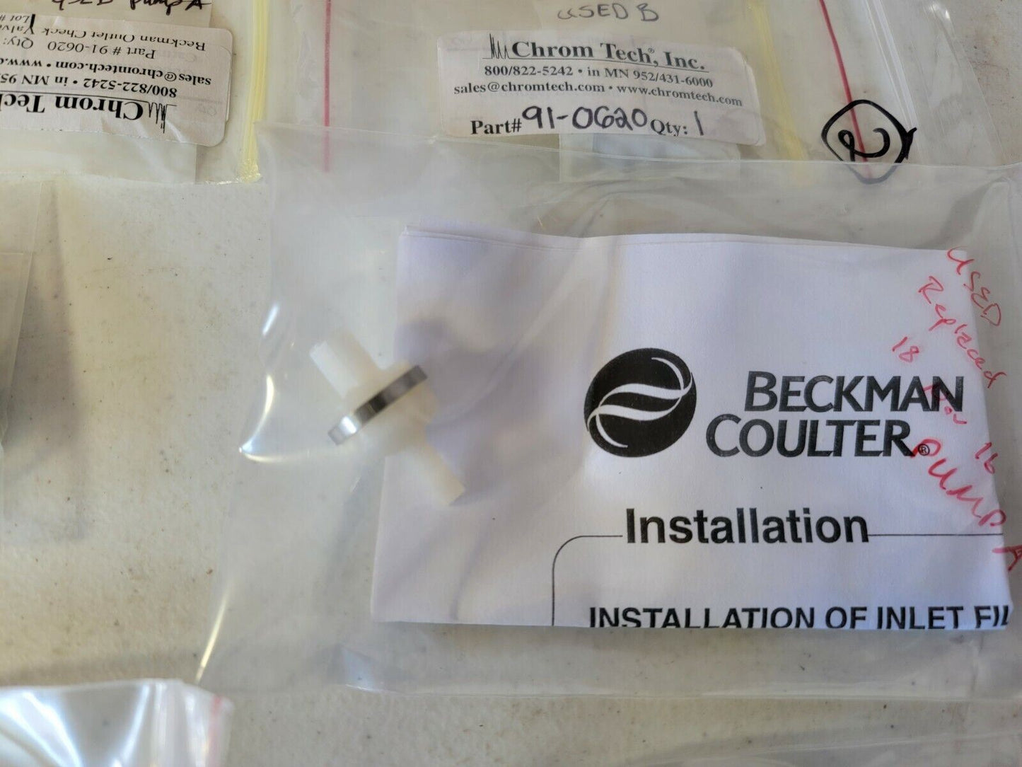Beckman HPLC Inlet Filters And Check Cartridges USED P/N: 240790, 91-0621, more