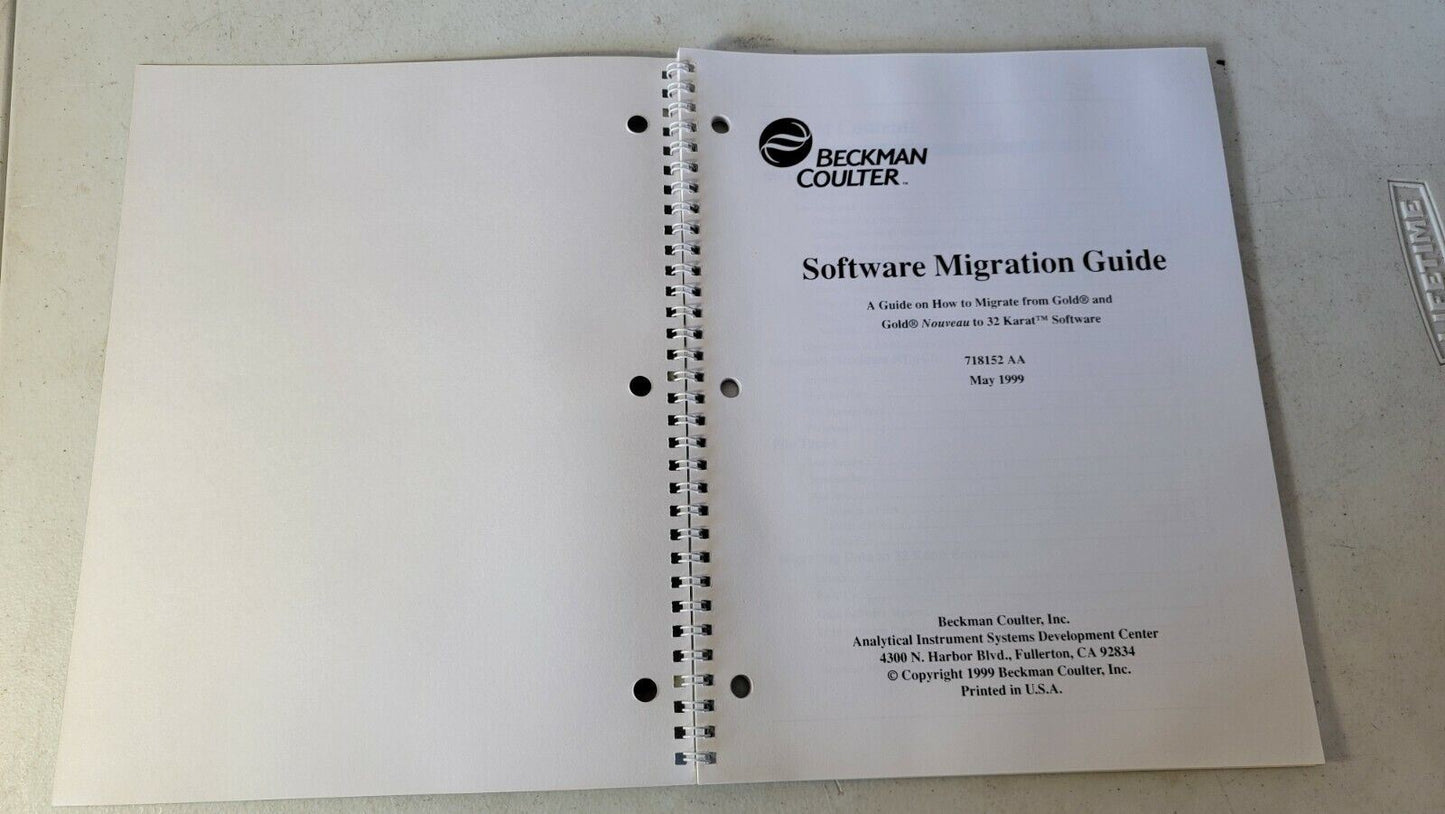 Beckman 32 Karat Software Migration Guide HPLC System Gold PN 718152 Manual
