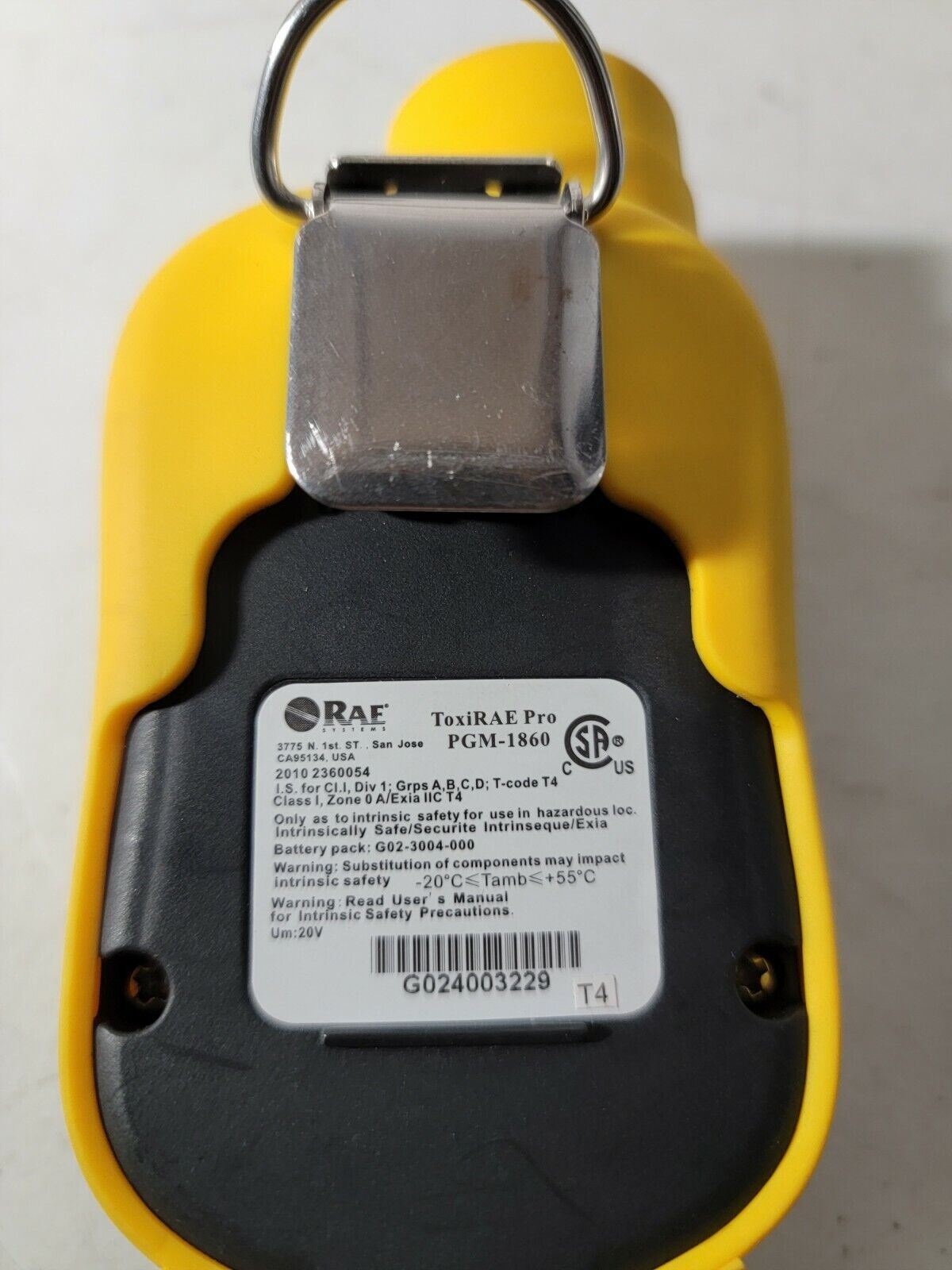 RAE ToxiRAE Pro Personal Wireless Gas Monitor Detect PGM-1860 + PGM-1800 Charger