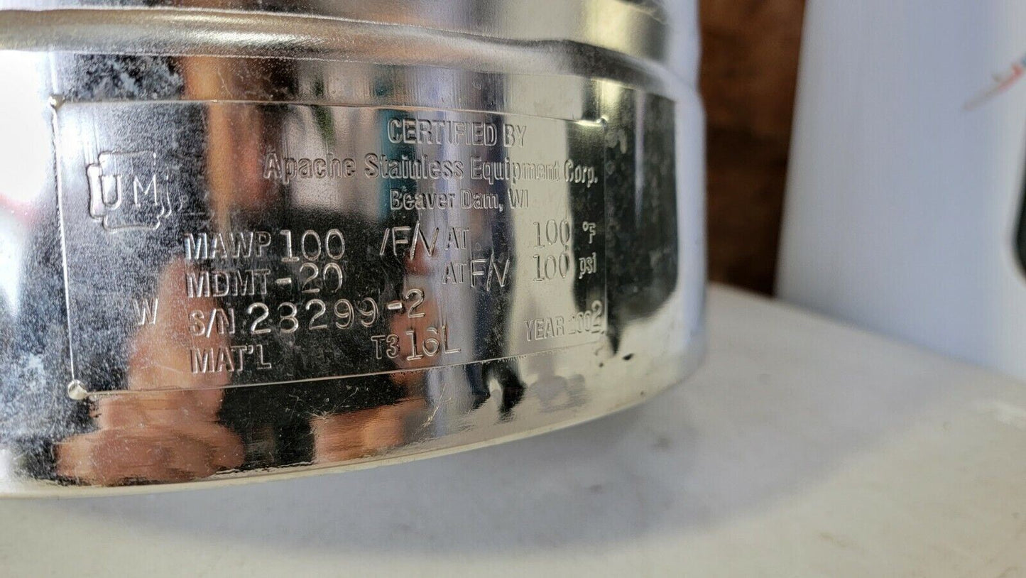 Pressure Vessel T316L Stainless Steel Apache Stainless Equipment Corp 100 PSI