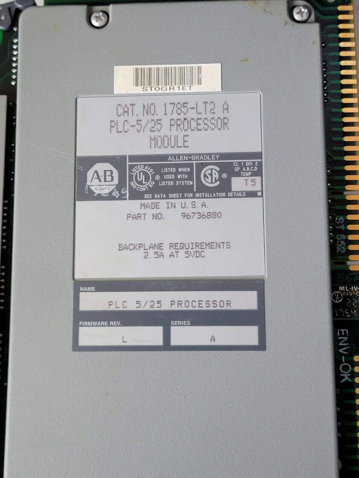 Allen-Bradley 1785-LT2/A PLC-5/25 Processor Module PN 96736880