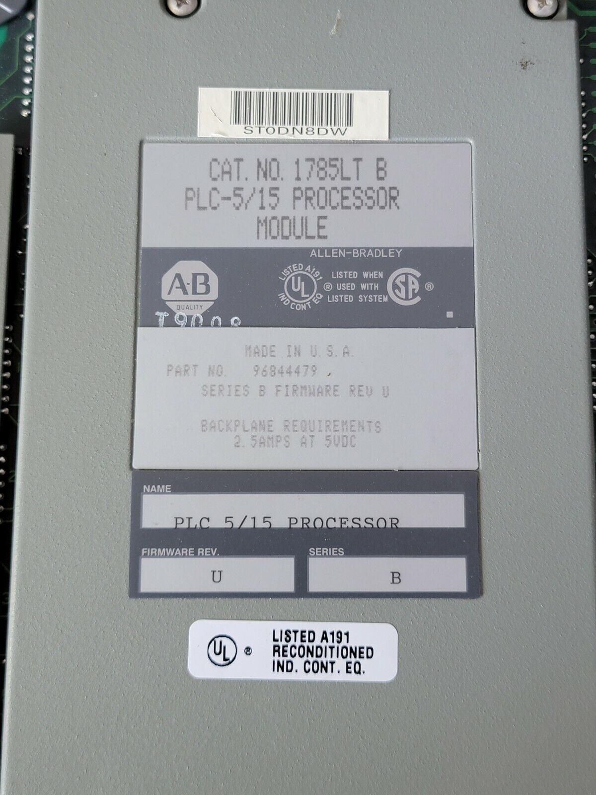 Allen Bradley 1785-LT B Processor Module PLC-5/15 PN 96844479